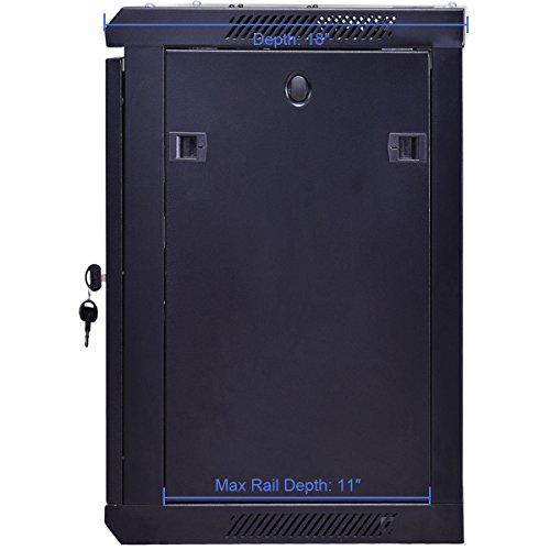 Safstar Wall Mount IT Network Server Cabinet Enclosure Data Devices Rack (18U, Tempered Glass Type)