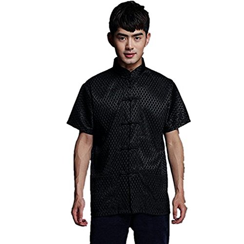 FangNer Men Chinese Short Sleeve Tang Suit Kung Fu Uniform Shirt