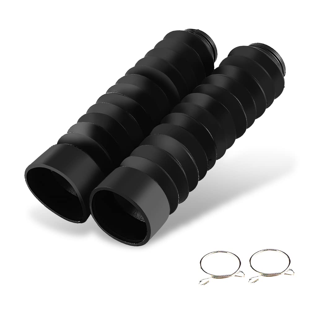 Photo 1 of 1 Pair Rubber Fork Cover Gaiters - Motorcycle Front Fork Cover Gaiters Boots Shock Damping Dust Cover 205 x 42mm (Black)