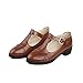 Leanna Women's Rome Stylish Vintage Cute Oxfords Pu Leather T-strap Hasp Brogues Carving Work Shoes