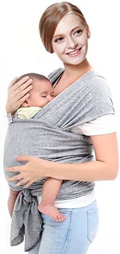 Natural Baby Slings Carrier Premium Cotton Original Baby Wrap | Multiple Positions Soft and Lightweight Sling for Newborn Infants from Birth | Grey