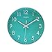 SonYo Indoor Non-Ticking Silent Quartz Modern Simple Wall Clock Digital Quiet Sweep Movement Office Decor 10 Inch (Bluegreen)