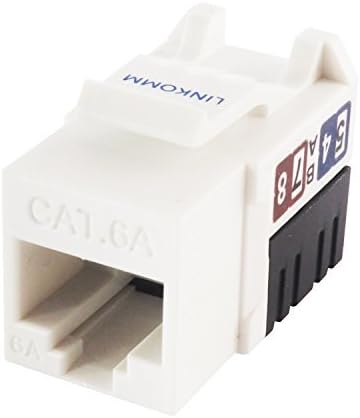 LINKOMM 50-Pack RJ45 Cat6A Slim Profile UTP Unshielded Keystone Jack with Punch Down Palm Holder (White)