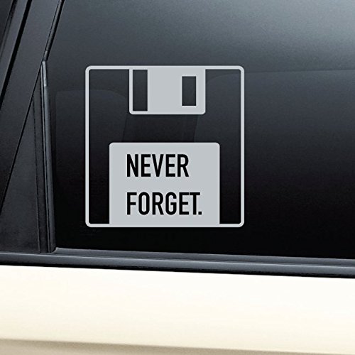 Floppy Disk Never Forget Vinyl Decal Laptop Car Truck Bumper Window Sticker - Gray