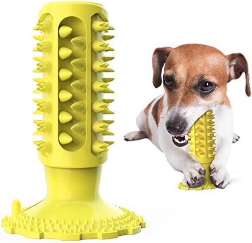 Caseeto 犬のおもちゃ 噛む オモチャ 小中大型犬 歯ケア ドッグ 歯ブラシ 音が出る 食用可 ストレス軽減 インタラクティブおもちゃ イエロー