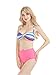 Womens Sexy Stripe High Waist Bikini Sets 2 Pcs Pinup Halter Bathing Suits
