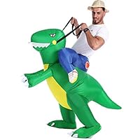 Inflatable Dinosaur T-Rex Costume Fancy Dress Halloween Blow up Costumes Adult/Kids (Green Dinosaur Adult(Fit for150-190CM))