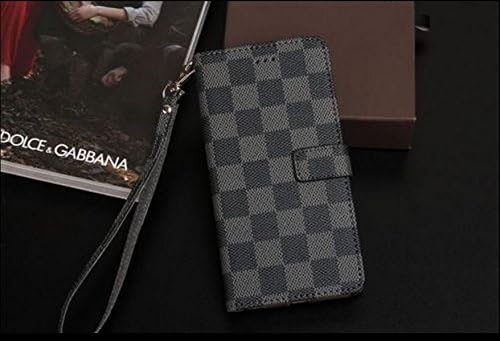 Samsung Galaxy S8 Plus Classic Plaid Pattern Wrist Strap Leather Wallet Case Cover with Card Slots for Samsung Galaxy S8 Plus (Plaid Pattern Black)
