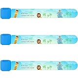 Reusable Child Safety ID Bracelets, Waterproof Adjustable Travel ID Wristbands for Kids, One Size Fits All, Blue, Pack of 3