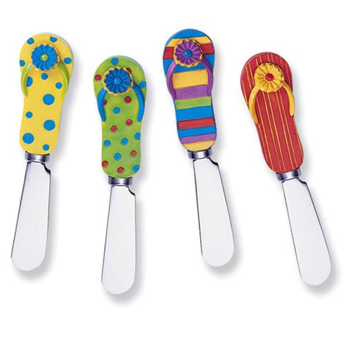 Flip flop knife cheese spreaders - set of 4