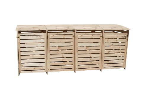 Mülltonnenbox für 4 Tonnen in Holz natur – Bild 3