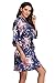 Mignon Cromwell Women's Floral Bride Bridesmaids Robe Satin Wedding Kimono Bridal Dressing Gown Sleepwear, Navy, XL