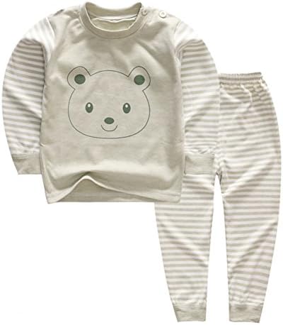 100% Organic Cotton Baby Boys Girls Pajamas Set Long Sleeve Sleepwear(3M-6T)