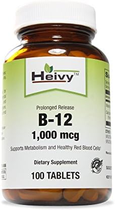 Heivy Vitamin B12 - Prolonged Release - Supports Nervous and Mental Function - Boost Energy Metabolism - Cardiovasscular Health - 1,000 mcg - 100 Tabs