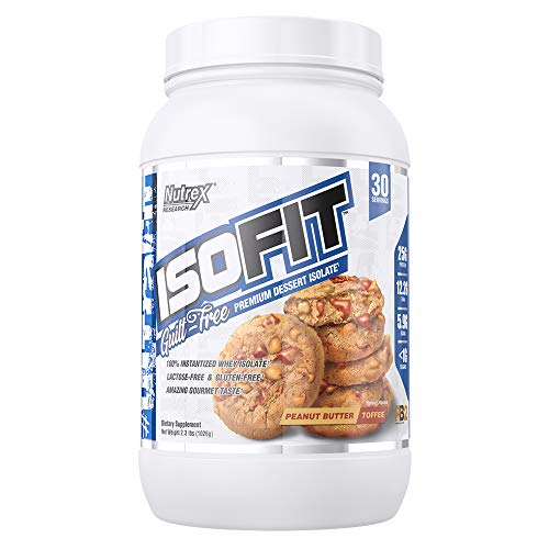 Nutrex Research IsoFit | 100% Instantized Whey Protein Isolate | Lactose-Free, Gluten-Free | Peanut Butter Toffee | 30 Servings