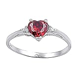 Gianna: Heart-cut Simulated Garnet Ice CZ and IOF CZ Promise Friendship Ring Silver, 3144