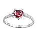 Gianna: Heart-cut Simulated Garnet Ice CZ and IOF CZ Promise Friendship Ring Silver, 3144