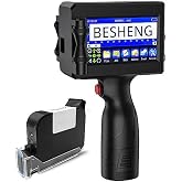 BESHENG Handheld Inkjet Printer Gun PT3000 Printing Height 0.08-0.5Inch Inkjet Coder with Original Fast-Drying Ink for Text QRCode/Barcode/Batch Number/Label/Image/Date Printer with Touch Screen