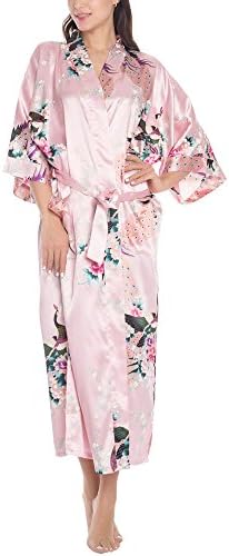 Cckuu Women's Silk Satin Bridesmaid Robe Kimono Bridal Sleepwear Dressing Gown