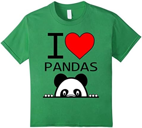 I Love Pandas Shirt, I Heart Pandas - Kids 8 - Grass