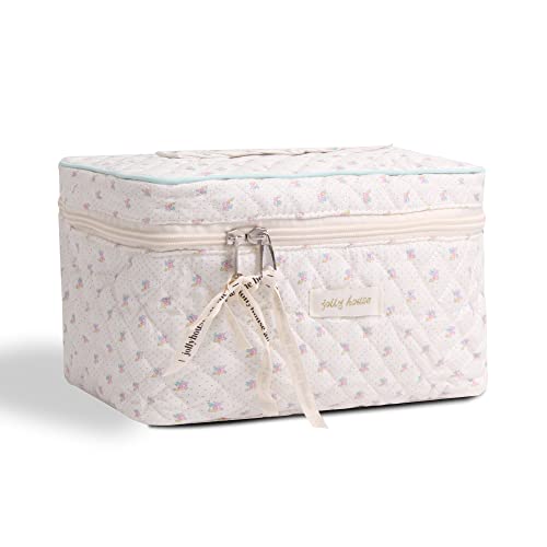 Dalulu Große Make-up-Tasche Für Damen | Reise-Kosmetikorganizer Mit Bodenfach | Wasserdichter Cordstoff | Viel Stauraum 25,4x15,2x17,8 Cm