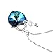 PLATO H Lock Heart Crystal Necklace Lock and Key Heart Necklace with Swarovski Crystal Heart Key Necklace Ocean Blue Heart Neckalce for Woman, Birthday Gifts