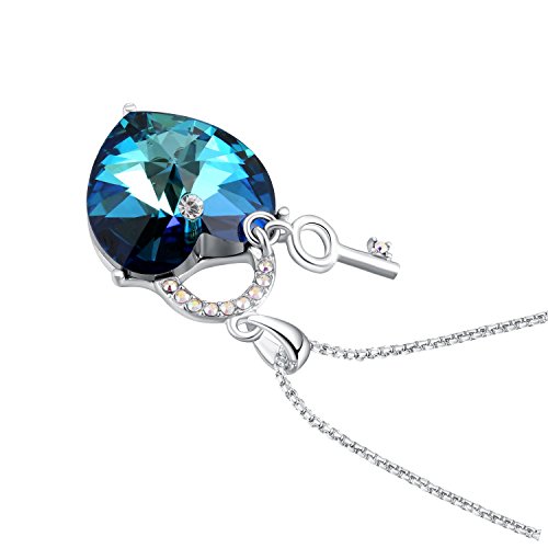 PLATO H Lock Heart Crystal Necklace Lock and Key Heart Necklace