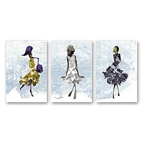 Canvas Wall Art Abstract Elegant People Painting Artwork for Home Prints Framed - 16"x24" x 3 Panels