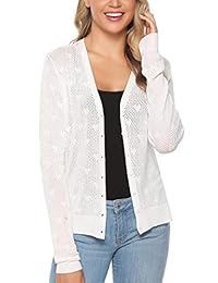 iClosam Women Knitted Bolero Shrug Long Sleeve Crochet Button Down Cardigan Sweater