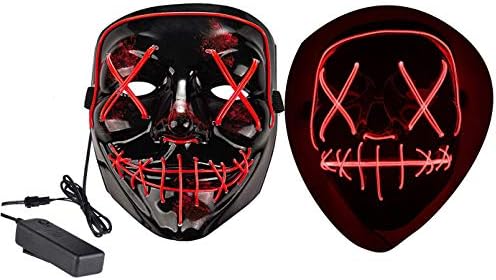 Halloween Mask LED Light up Mask For Halloween Festival Cosplay Halloween Costume Party Decorations (Red) Manufacturer: LED Light up Purge Mask