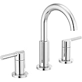 Delta Nicoli Chrome Faucet 3 Hole, 8 Inch Widespread Bathroom Sink Faucet for Vanity, Push-Pop Drain Assembly, Chrome 35749LF