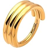 Pierced Owl 16GA 24KT Gold PVD ASTM F-136 Implant Grade Titanium Triple Stack Hinged Segment Clicker Ring