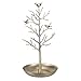 ChezMax Jewelry Display Necklace Earring Organizer Holder Metal Birds Tree Stand with Tray Antique Bracelet Rings Rack Tower Decoration for Women Girl Gold 11.8 Inch