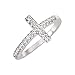 CloseoutWarehouse Cubic Zirconia Christian Sideway Cross Ring Sterling Silver (Comes in Colors)