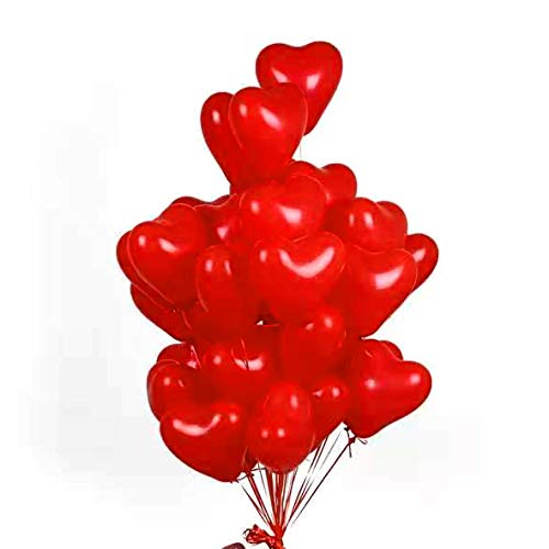 Heart Shaped Balloons, Red Heart Balloons Premium Helium Love Latex
