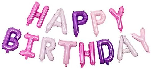 Birthday Party Decoration Balloons Kids and Adults -Purple and Pink HAPPY BIRTHDAY LETTER