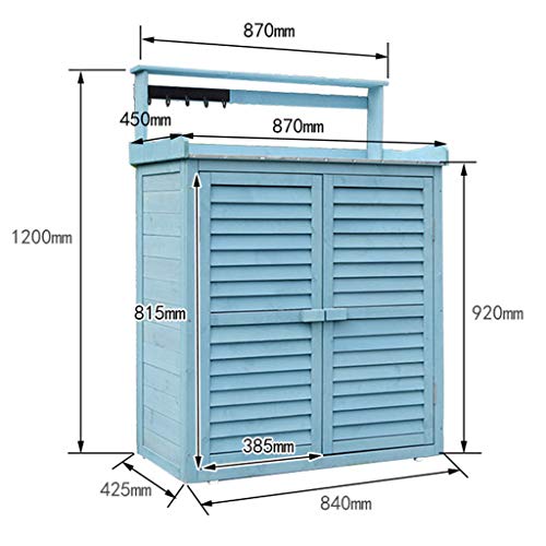 AIOEJP Gartenschrank, Geräteschuppen Garten Schuppen Schrank Holz Aufbewahrungsbox Flachdach Patios Für Werkzeuge… – Bild 8