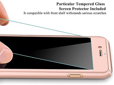 VENO venollc-iphone7-case-1-rosegold, Ultra-Thin Full Body Coverage Hard Hybrid Plastic with Tempered Glass Screen Protector, Light-Weight Protective Case Cover and Skin - Rose Gold