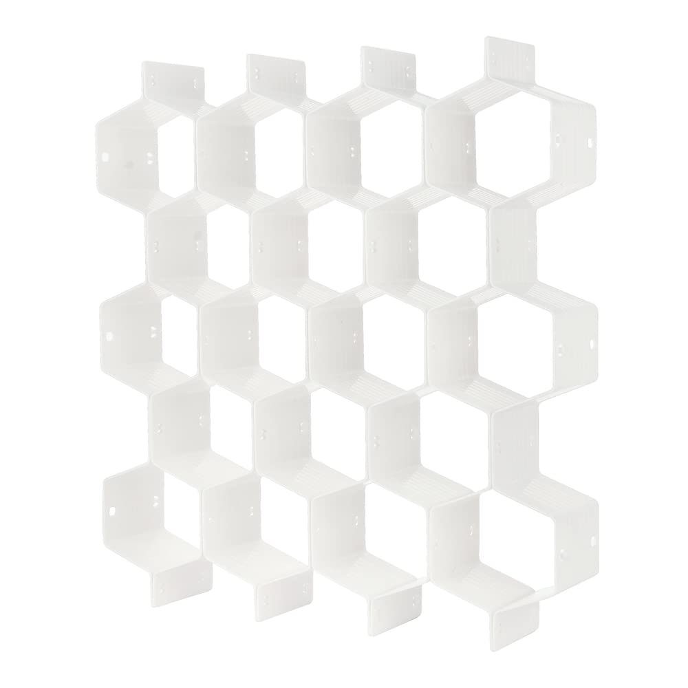 poeland Drawer Divider Organizer 8pcs DIY Plastic Grid Honeycomb Drawer Divider White