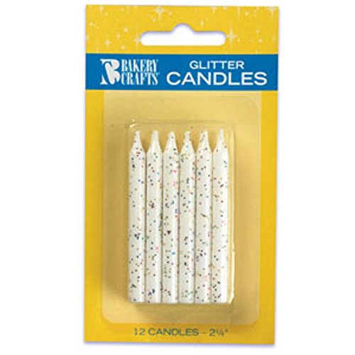 Oasis Supply Glitter Birthday Candles, 2.25-Inch, White