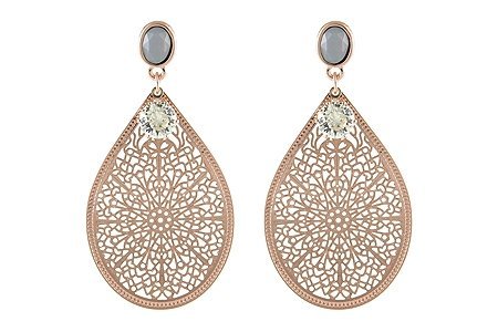34290 Ohrring Tropfen filigran rosegold hellblau opak Lizas