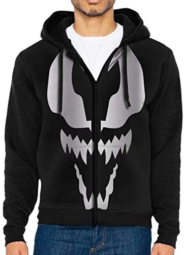 Venom Big Face Smile Men's Hooded Jackets Full-Zip Drawstring Hoodie Casual Long Sleeve Pullover Sweatshirt.