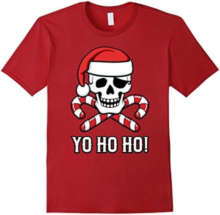 Men's Santa Pirate Yo Ho Ho! Funny Christmas T-Shirt XL Cranberry