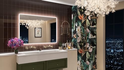STARLEAD 100 x 70 cm Mirror-LED-Bathroom-with-Lighting, Dimmable, 3 Light Colours, Anti-fog, Memory, IP44 Tempered Glass HD Wall Mirror, Horizontal/Vertical