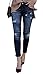 Misassy Womens Juniors Distressed Ripped Destroyed Jeans Skinny Moto Leggings with Frayed Hem
