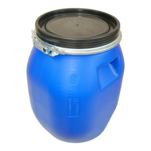 Lot of 4 Kegs plastic drum with open lid galvanized locking lever, blue, 30 L (4x22094) - Thumbnail 5