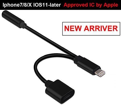BDD IphoneX/8/7/Ipad 2 in 1 lightning Headphone charger adapter cable,3.5mm jack, 2A/1A Charge, Approved IC3959(No Phone call function)