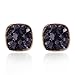 Jane Stone Fashion Resin Square Colorful Faux Druzy Stone Black Stud Earrings for Women and Teens(E0630-Black)