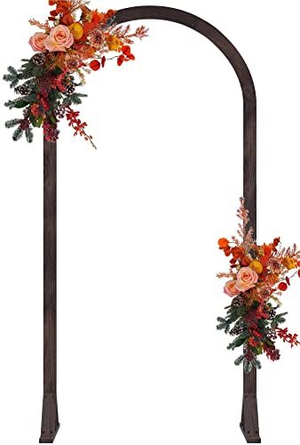 Fomcet Wooden Wedding Arch Backdrop Stand 8FTx4FT Wood Wedding Arbor for Ceremony Garden Birthday Party Indoors Outdoors Rustic Decorations