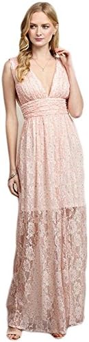 Sakura Flower V Top See-Though Lace Maxi Dress
